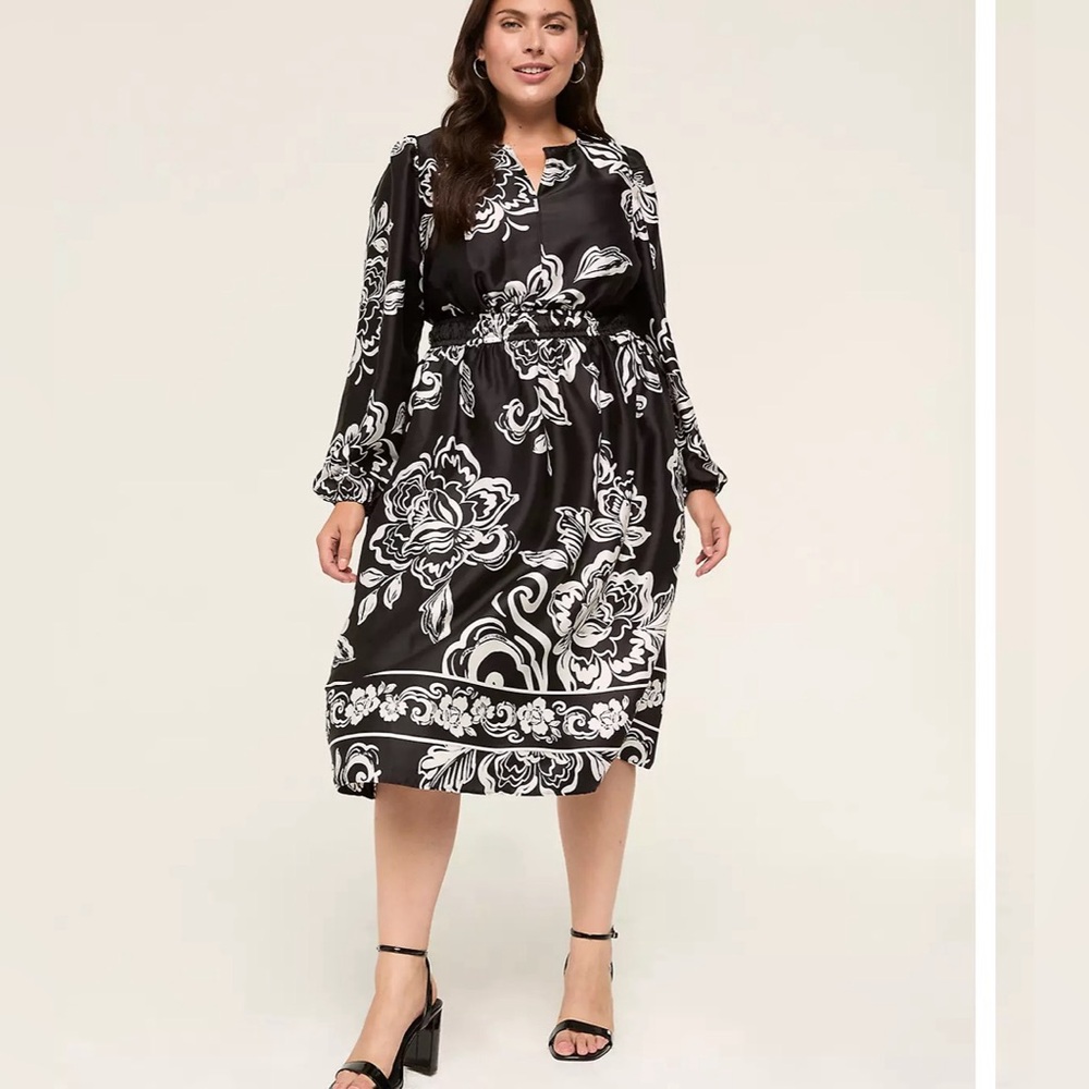 Lane Bryant Women’s Elegant Black and White Floral Dress